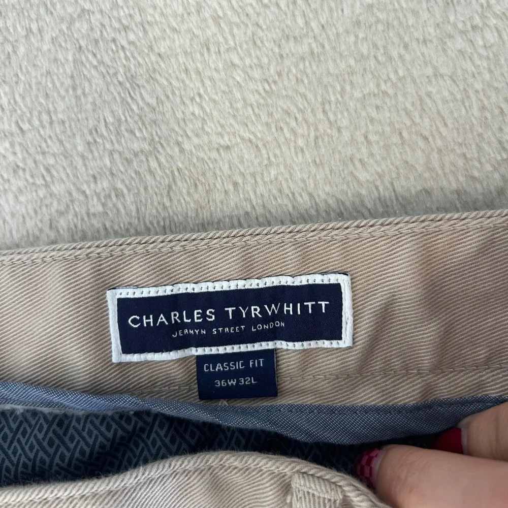 Charles Tyrwhitt Mens Classic Fit 5-Pocket Trousers Tan Khaki 36W 32L Stretch